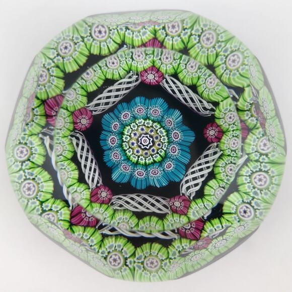 Perthshire 1972B Faceted Cushion Patterned Millefiori Latticinio Rod Paperweight - Picture 1 of 16